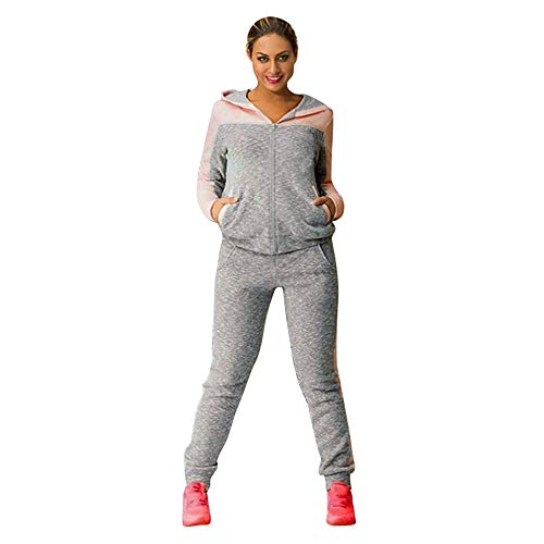 MEIbax Sudaderas con capucha Mujeres Deportes Conjunto de Dos Piezas Chándales Pantalones de chándal + Sweatshirt Hoodie Chaqueta + Pantalones 2pcs Chándal Encapuchada Casual Conjuntos