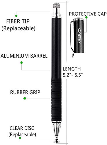 MEKO - Lápiz óptico de precisión para pantalla táctil 2 en 1, con 3 puntas reemplazables para iPad, tabletas, iPhones, smartphones, Samsung Galaxy Note/Tab negro 2 negros.