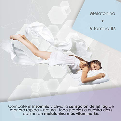 Melatonina pura con vitamina B6 | Melatonina de absorción sublingual | Conciliación rápida del sueño con efecto duradero | Sueño profundo y reparador | Reduce el estrés y la fatiga | 60 unidades