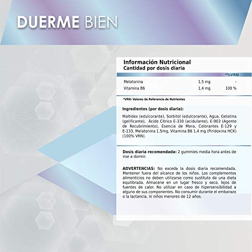 Melatonina pura con vitamina B6 | Melatonina de absorción sublingual | Conciliación rápida del sueño con efecto duradero | Sueño profundo y reparador | Reduce el estrés y la fatiga | 60 unidades