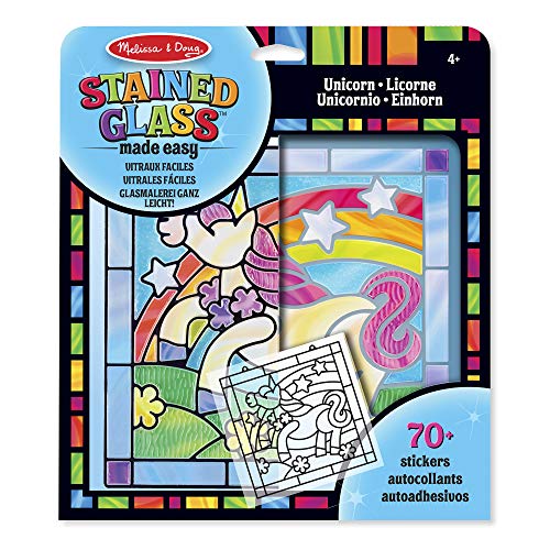 Melissa & Doug- Stained Glass Made Easy-Unicorn Juego de Dibujo, 4-8 Años, Multicolor (19299)