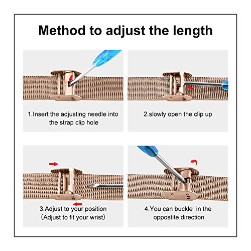 Meliya Correa Compatible con Xiaomi Mi Band 4 Xiaomi Mi Band 3 Metal Correas,Pulsera de Repuesto de Inoxidable Hebilla Ajustable Hebilla Correa para Mujer y Hombre(No Host) (Oro Rosa)