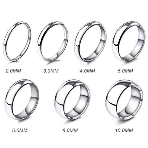 MeMeDIY 4mm El Tono De Plata Acero Inoxidable Anillo Ring Banda Venda Alianzas Boda Amor Love Talla Tamaño 9 - Grabado Personalizado