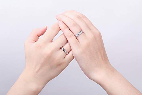 MeMeDIY 4mm El Tono De Plata Acero Inoxidable Anillo Ring Banda Venda Alianzas Boda Amor Love Talla Tamaño 9 - Grabado Personalizado