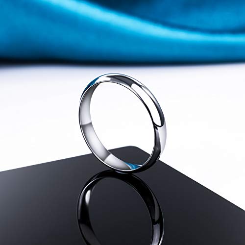 MeMeDIY 4mm El Tono De Plata Acero Inoxidable Anillo Ring Banda Venda Alianzas Boda Amor Love Talla Tamaño 9 - Grabado Personalizado