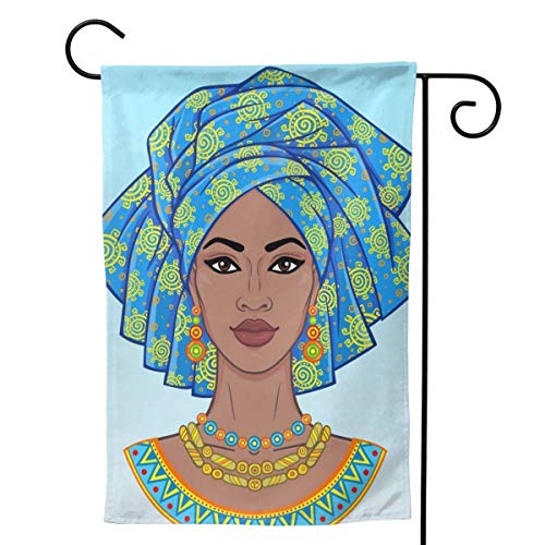 Memory-Shop African Beauty Girl Garden Flag Bienvenido Bannar Spring Summer Yard Outdoor Decorativo para Festival Internacional