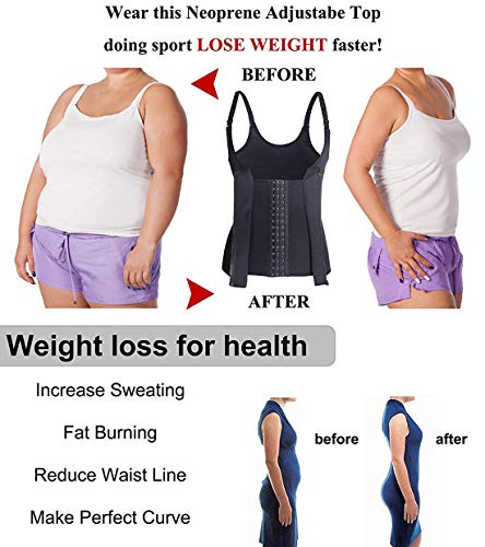 Memoryee Faja Reductora Mujer Camisetas Sauna Adelgazantes Cinturón de Entrenamiento para Mujeres Corsé/Negro/S