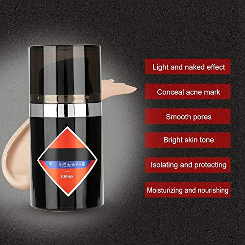 Men BB Cream, corrector hidratante Maquillaje cosmético de base impermeable para hombres 50 g con efecto de brillo Corrector de control de aceite(Natural)
