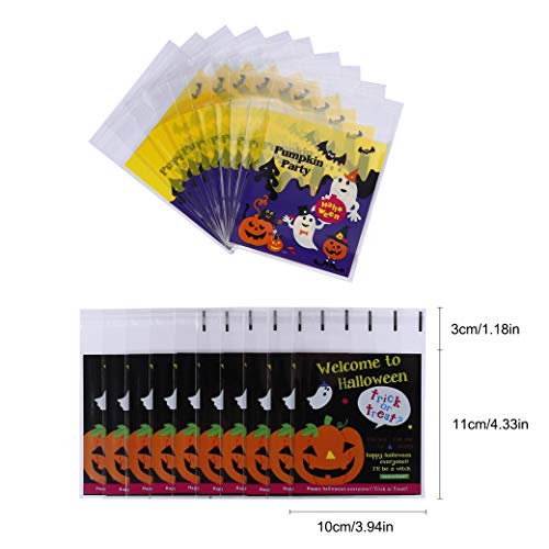 MengH-SHOP Bolsas de Dulces de Halloween Bolsas de Galletas de Celofán Bolsas de Caramelo Autoadhesivas para la Fiesta de Halloween Artesanías Hechas en Casa (4 Estilos) 400 Piezas