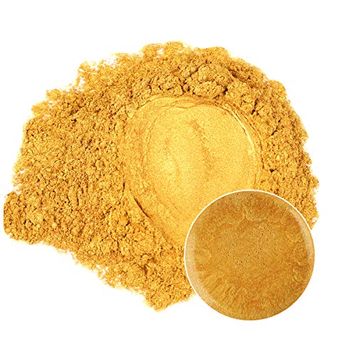 MENNYO Pigmento para Resina Epoxi, Colorante Jabones 50g Color Oro Mica en Polvos Metálico Natural para Kit Hacer Velas, Fabrica Slime, Pintura, Sombra de Ojos, Maquillaje, Esmalte de Uñas