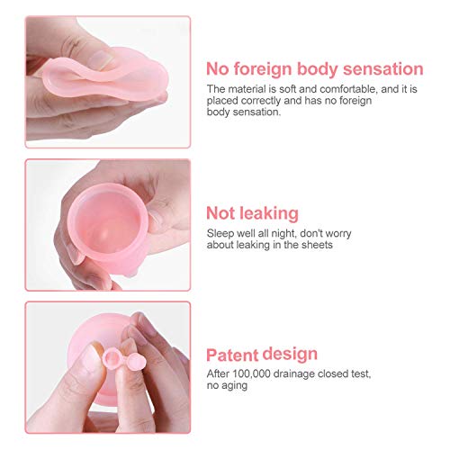 Menstrual Cup-Care para la salud femenina, copa de cuidado de la salud menstrual más grande y reutilizable (L) + taza esterilizadora plegable