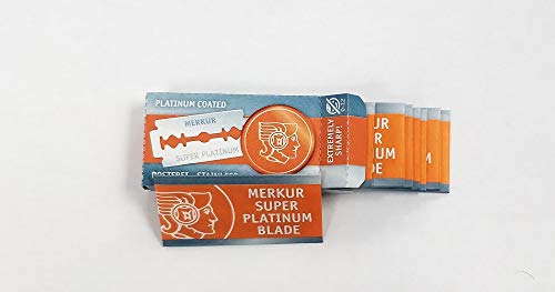 Merkur MRKR - Pack de 10 hojas de seguridad fabricadas en platino inoxidable