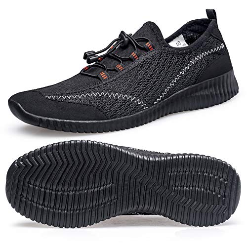 Mesily Zapatillas Deportivas Mujer de Running Correr Caminar Fitness Gimnasio Slip On Ultraligeras Transpirables Zapatos Casuales Cómodas Todo Negro 37 EU