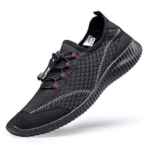 Mesily Zapatillas Deportivas Mujer de Running Correr Caminar Fitness Gimnasio Slip On Ultraligeras Transpirables Zapatos Casuales Cómodas Todo Negro 37 EU