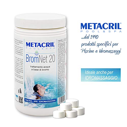Metacril Bromo en Pastillas DE 20 gr – Brom Net 20 kg.1 + Dosificador Flotante C/Termómetro. Ideal para SPA Hidromasaje (Teuco, Jacuzzi, hafro, Glass, dimhora, Intex, Bestway, etc.) Envío immediata