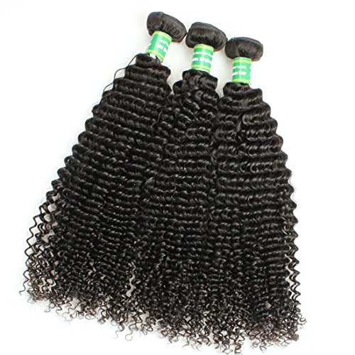 Meydlee 2 lotes de 100 humana rizado pelo de la trama del pelo rizado de 2 PC extensiones de cabello natural Negro 1B, 200 gramos , 20inch