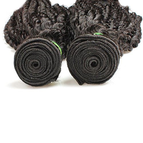 Meydlee 2 lotes de 100 humana rizado pelo de la trama del pelo rizado de 2 PC extensiones de cabello natural Negro 1B, 200 gramos , 22inch