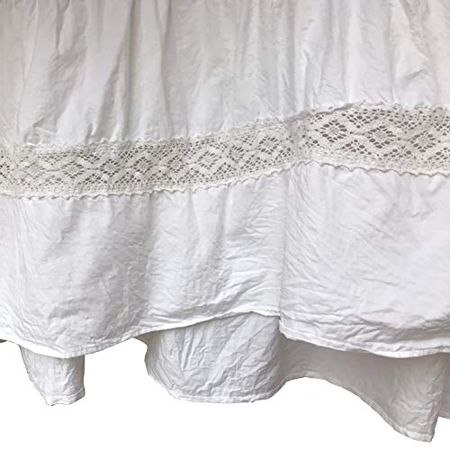 MEZI Rizado Falda De Cama 100% Algodón Falda De Cama - Resistente A La Contracción Y Al Desvanecimiento - 45cm Drop Dust Ruffle con Plataforma