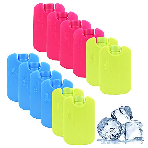 MHwan acumuladores de frío, Paquetes de Hielo, Paquetes de hielo para loncheras Paquetes fríos reutilizables fríos de larga duración para mantener los alimentos frescos, acampar, 150 ml, 12 piezas