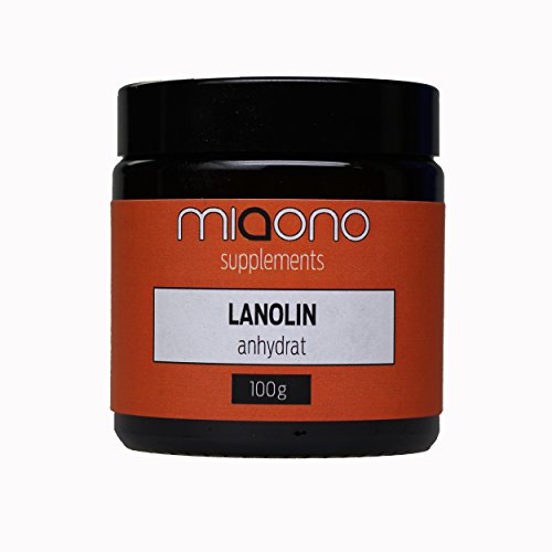 Miaono - Grasa de lanolina anhidra de lanolina (sin agua, ideal como adición para cremas y pomadas – 100 g en tarro de cristal