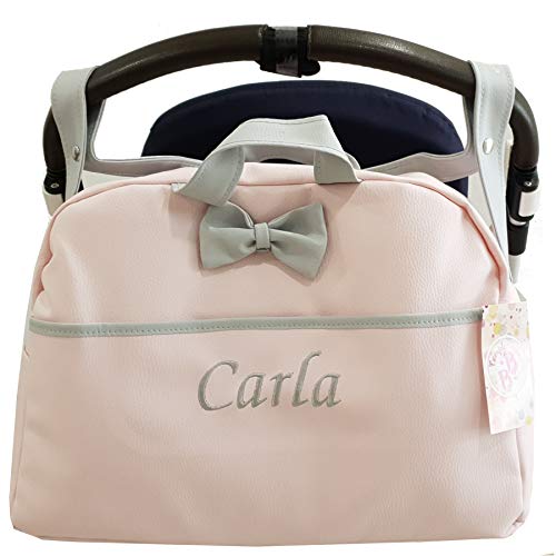 mibebestore - Bolso Polipiel Carrito Bebe Personalizado con nombre bordado Levant ROSA - Nombre bebé bordado