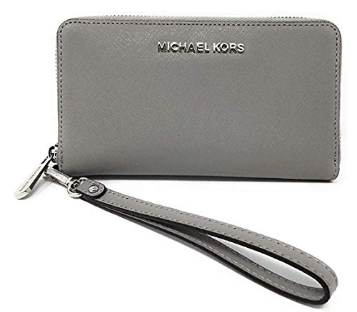Michael Kors Women's Jet Set Travel Large phone Wristlet Pearl Grey