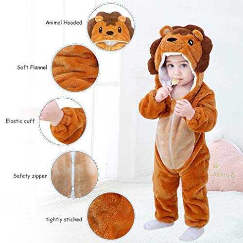 MICHLEY Bebé Mameluco Niños y Niñas Animales de Pelele Pijama León por 6-12 Meses
