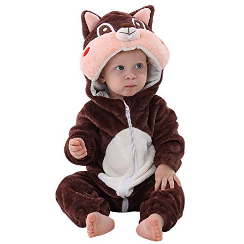 MICHLEY Disfraz Animal Bebe niño y niña Body Pijama Ropa, marrón 2 a 5 Meses