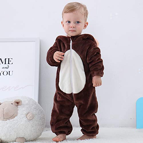 MICHLEY Disfraz Animal Bebe niño y niña Body Pijama Ropa, marrón 6 a 12 Meses