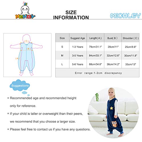 MICHLEY Disfraz Animal Bebe Saco Dormir niño y niñapijama Ropa de Bebe Ideal para Entretiempo e Invierno,Azul 4-5 Jahre