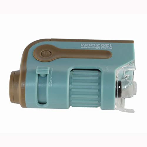 Microscopio de Bolsillo con luz LED 60x-120x con lupa incorporada con luz UV y LED de Ciencia, Fibras, Plantas, células, Piel, Moneda, Vida Silvestre y más