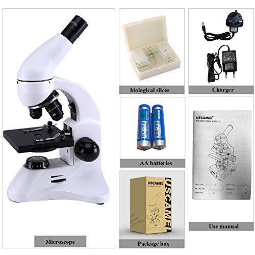 Microscopio Para Niños,Biológico Professional Para USCAMEL, con Luces LED x400 y Porciones Bióticas, Para que Los Niños Aprendan a Experimentar