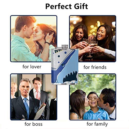 Miedhki Petaca portátil de Acero Inoxidable Angry Shark, 8 oz, para Acampar al Aire Libre, Olla Resistente al Desgaste, Taza para Beber para Viajes, Picnic, Licor, Vino Blanco