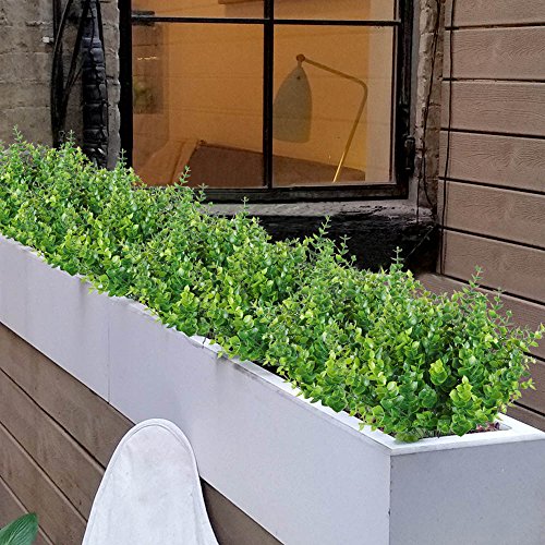 MIHOUNION 4 pcs Plantas Verdes Artificiales eucalipto Hojas arbustos de plástico y arreglo de Ramo simulación de Plantas decoración del hogar jardín Exterior Greening