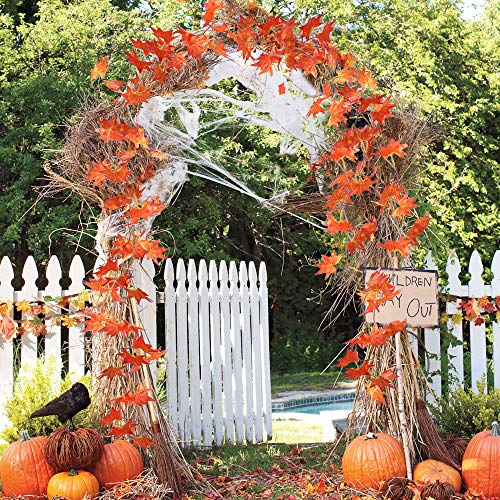 MIHOUNION 5Pcs Planta Enredadera Artificiales Guirnalda de Flores Artificiales Colgantes Guirnalda Follaje Artificial Hojas de Arce Plantas Artificiales para Exteriores e Interiores Balcón Rojo 2,5m