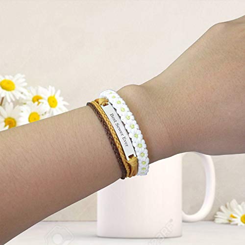 Miiras Trabajo Pulsera Hecha a Mano para Mujer - Best Sewer Ever - Wit Geel FL-YL - Hecho de Cuerda Trenzada y Acero Inoxidable - Gift for Sewer