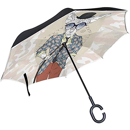 Mike-Shop Paraguas invertido Cat Kitty Guapo Paraguas Compacto a Prueba de Viento Coche Protección UV inversa Paraguas de Viaje