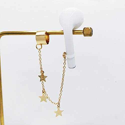 Milageto 1 par de Clip de Oreja Anti pérdida de Moda Bluetooth Soportes de Auriculares Accesorios Unisex Pendientes para - De Oro