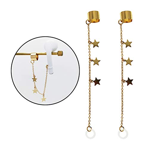Milageto 1 par de Clip de Oreja Anti pérdida de Moda Bluetooth Soportes de Auriculares Accesorios Unisex Pendientes para - De Oro