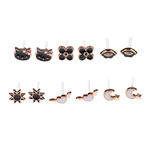 milageto Venta Al por Mayor Lote 36 Pares / Caja De Color Mezclado Cristal Plata Oro Pendientes De Botón - Estilo 3