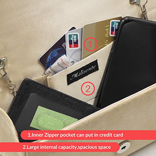 Milisente Mujer Embragues Ante Sobre Bolsa de noche Clásico Cartera de mano (Beige)