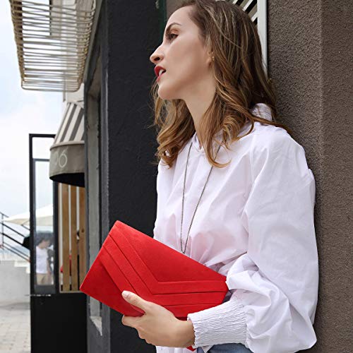 Milisente Mujer Embragues Ante Sobre Bolsa de noche Clásico Cartera de mano (Beige)