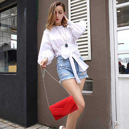 Milisente Mujer Embragues Ante Sobre Bolsa de noche Clásico Cartera de mano (Beige)