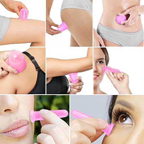 MILISTEN 7 Piezas Conjunto de Ventosas Taza de Ventosas de Silicona Cara Cuerpo Ventosas Masaje Cuidado de La Salud Herramienta de Belleza Dispositivo para Anti Celulitis Higroscópico Rosa