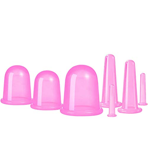 MILISTEN 7 Piezas Conjunto de Ventosas Taza de Ventosas de Silicona Cara Cuerpo Ventosas Masaje Cuidado de La Salud Herramienta de Belleza Dispositivo para Anti Celulitis Higroscópico Rosa