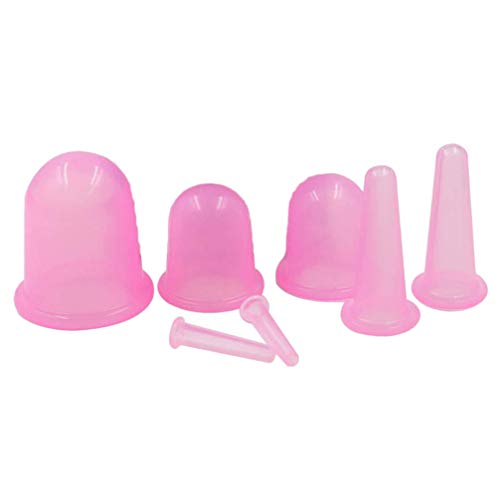 MILISTEN 7 Piezas Conjunto de Ventosas Taza de Ventosas de Silicona Cara Cuerpo Ventosas Masaje Cuidado de La Salud Herramienta de Belleza Dispositivo para Anti Celulitis Higroscópico Rosa
