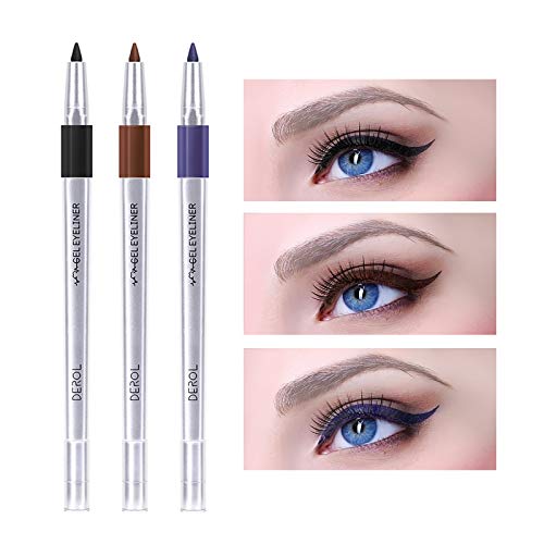 Mimore Professional Eyeliner Lápiz delineador de ojos automático impermeable suave, Stay All Day Impermeable A prueba de manchas (ébano negro)