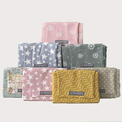 Mimuselina Cambiador Portátil de Pañales para Bebés Impermeable | Cambiador de Paseo para Cambiar Pañales | Cambiador de Viaje Acolchado Lavable y Plastificado, Estrellas Rosa Maquillaje