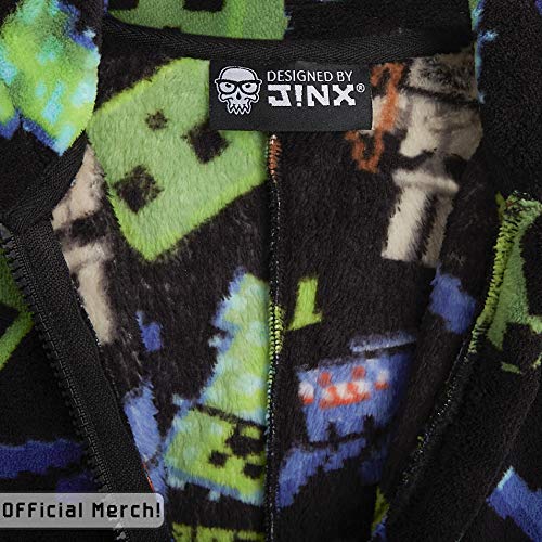 Minecraft Pijama Entero para Niños con Capucha, Pijamas Super Suaves de Una Pieza, Mono Disfraz Niño, Ropa de Dormir Invierno, Regalos para Niños Niñas Adolescentes 5-14 Años (Negro, 9/10 Años)