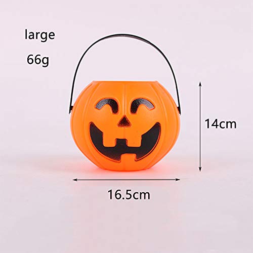 MINGZE Cubo de Calabaza de plástico de Halloween, para niños de Halloween Accesorios Decoraciones Barril del Caramelo Fiesta Conteniotre de Dulces (Grande, 1 Piezas)